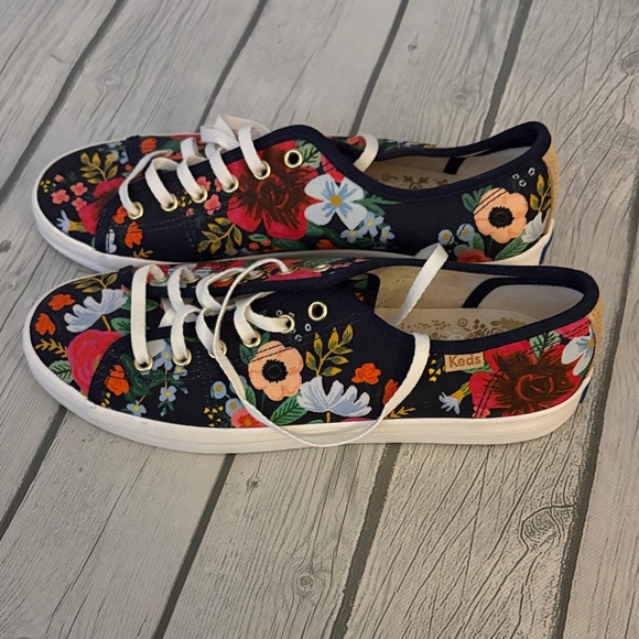 Keds X Rifle Paper Co Navy Floral Canvas Sneakers - Picture 2 of 2